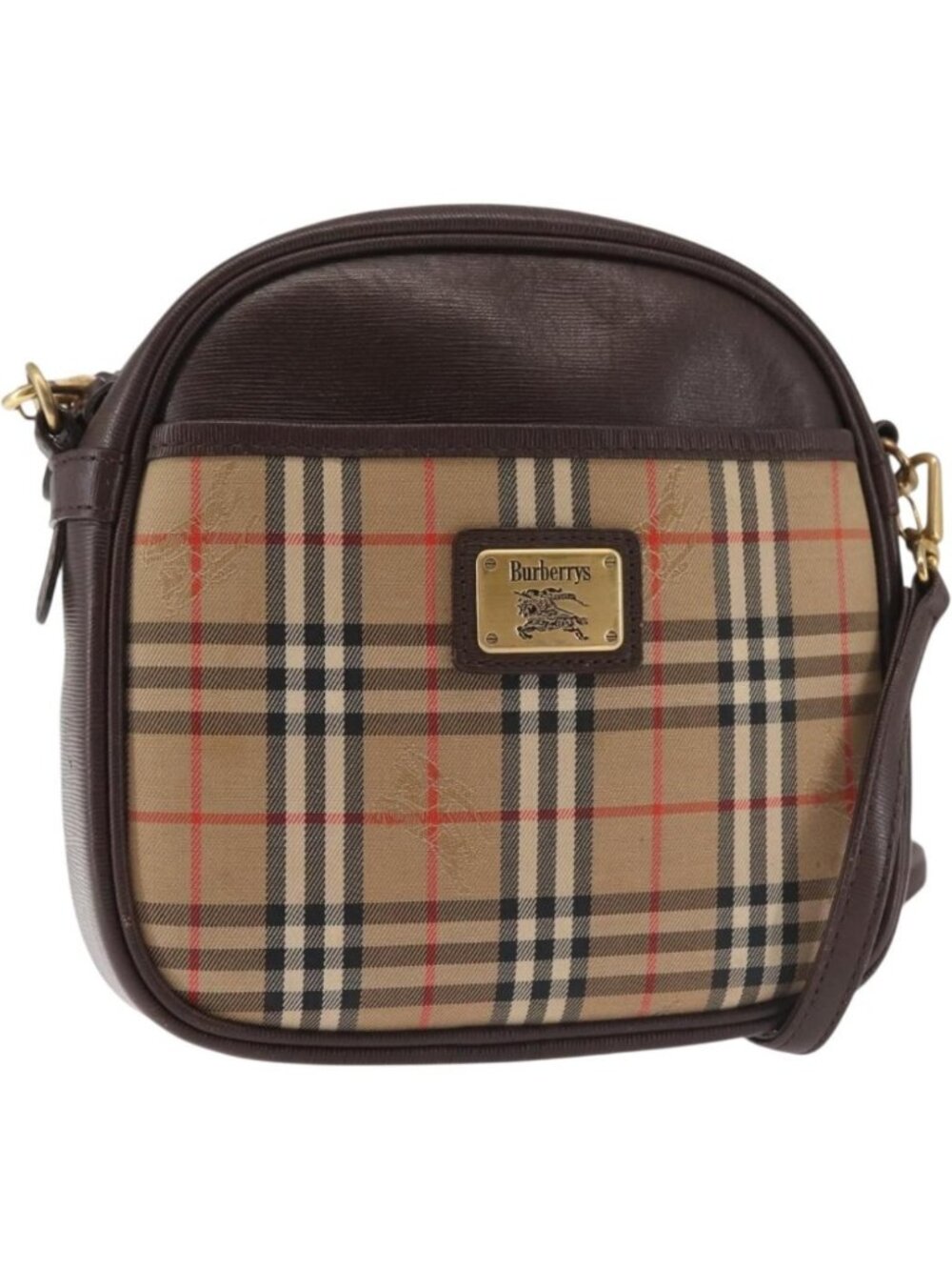 Burberrys Nova Check Shoulder Bag Canvas Beige Gold